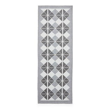 Washable Victoria H1184 Modern Vintage Diamond Grid Triangular Tessellation Lightweight Printed Polyester Flatweave Grey/Dark Grey Rug-Think Rugs-Rug Love - The Most Loved Rug Store